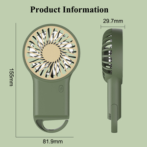 Nouveauté Logo personnalisé Cadeaux Vent frais Ventilateur à main de refroidissement par air Mini ventilateur de bureau portable USB rechargeable avec crochet - Product Image 3
