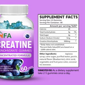 Supplément de créatine personnalisé de qualité supérieure de 1000mg formulé pour les femmes hommes boostent l'exercice Gommes à la créatine - Product Image 2