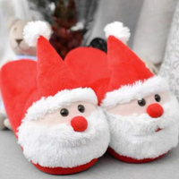 Pantoufles d'intérieur moelleuses pour femmes Pantoufles de chambre à coucher du père Noël Pantoufles de Noël