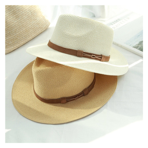 Sun breathable panama style fedora paper white straw hats men