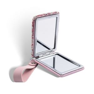 Portable Fashion Bling Bling Women PU <b>Leather</b> Compact Pocket <b>Mirror</b> With Keychain <b>Leather</b> <b>Strap</b> - Product Image 6