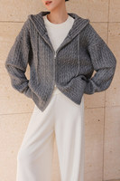 Pull en cachemire pur personnalisé à capuche torsadé pour femme, nouveau pull