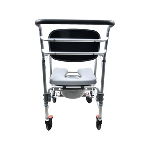 Portable <b>Commode</b> <b>Chair</b> With Wheels Grey Shower Seat For Elderly And Disabled Persons Bathroom Safety Equipment - Product Image 5