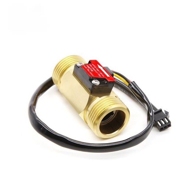 Liquid Flow Sensor-Turbine Hall Water Flow Meter G3/4 Detection-Brass Material 1-30 L/min Sensing Range