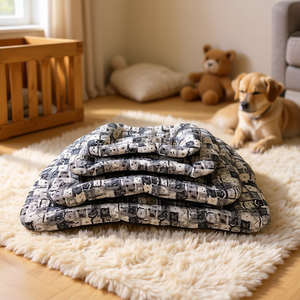 Ensemble de lit pour animaux de compagnie en coton rembourré, quatre pièces, série BM1290 - Product Image 3