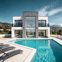 Conception de villa préfabriquée moderne sur mesure, service architectural, plan de maison à 6 chambres et 3 étages avec salle de cinéma