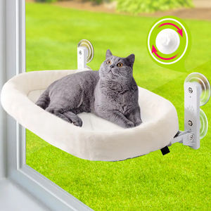 Große, faltbare rechteckige Katzen-Fensterliege mit Druckmuster, 4 Saugnäpfen und stabilem Metallrahmen, kabellose Indoor-Katzenhängematte, Haustierbett - Product Image 1