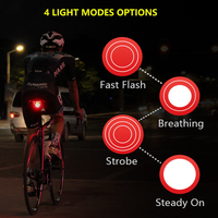 Luz trasera LED para bicicleta, alarma antirrobo inalámbrica, luces traseras intermitentes rojas automáticas, luz estroboscópica de seguridad alimentada por batería