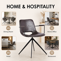 Chaise de salle à manger moderne et durable en cuir synthétique avec accoudoirs en métal pour la maison, le bar et l'hôtel – Offre Spéciale