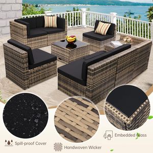Dwoo Modern Design Garden 8 Pieces <b>Outdoor</b> <b>Rattan</b> Patio Furniture Outside All Weather Sectional Set - Product Image 5