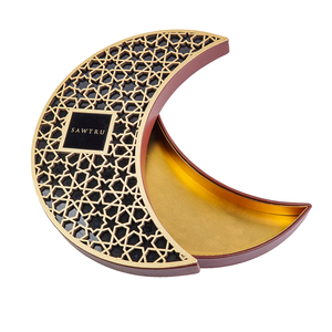 Moon Shaped Box Engraving Golden Luxury Eid Mubarak Ramadan Gift Box For Mothers Day