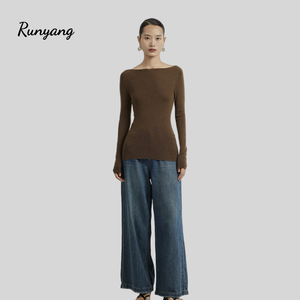 <span class=keywords><strong>Pull</strong></span> confortable à <span class=keywords><strong>col</strong></span> <span class=keywords><strong>bateau</strong></span> 18 GG, 7 couleurs, 100% <span class=keywords><strong>laine</strong></span> mérinos, tricot sans couture pour femmes - Product Image 4