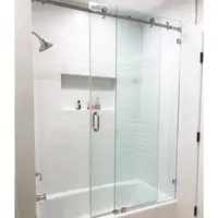 Puerta de ducha deslizante de vidrio templado, sin marco, 6mm