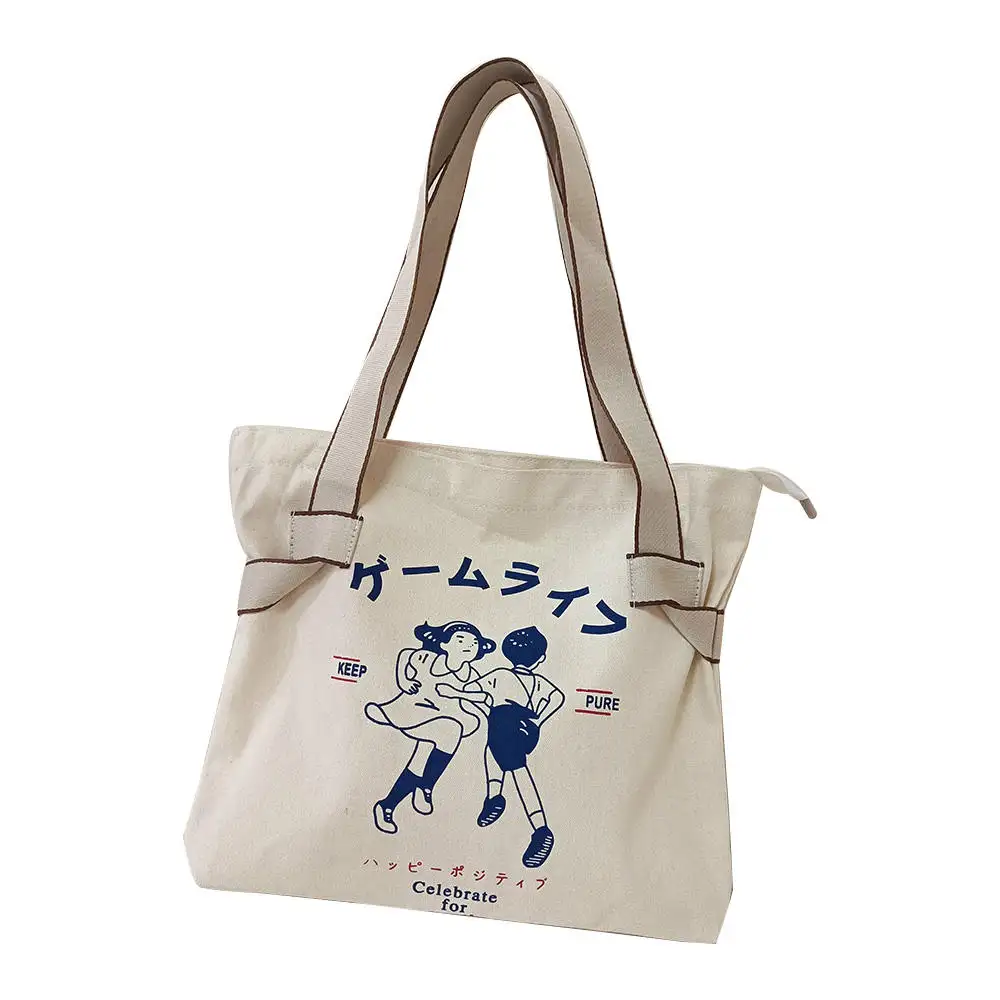 Usine directe toile sacs fourre-tout pour collège filles 2023 Preppy Style concepteur sacs à main dame dessin animé Anime impression sacs à bandoulière