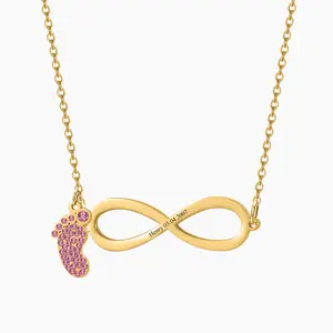 Wholesale Of New Products Personalized Infinity Laser Engraved Name Date Necklace Footprint Pendant
