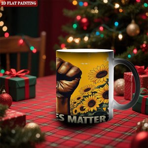 <b>Ceramic</b> Coffee Mug 11oz Heat Activated Color Changing <b>Cup</b> Black Frosted Design - Product Image 2