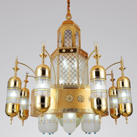 Lustre en verre islamique de grande taille pour éclairage de mosquée, idéal pour les projets de salles et la décoration d'églises