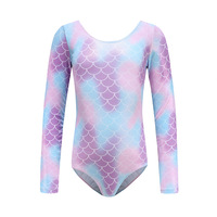 Usine en gros Offre Spéciale pas cher coton Spandex enfants enfants filles impression numérique à manches longues justaucorps gymnastique