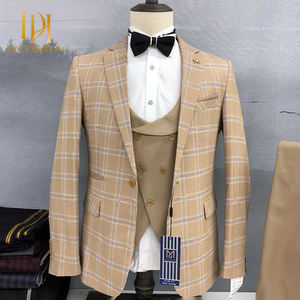 <span class=keywords><strong>Traje</strong></span> Formal a <span class=keywords><strong>Cuadros</strong></span> para Hombre, Verano, <span class=keywords><strong>Traje</strong></span> de Hombre de Una Sola Fila de Botones, Tejido Fino - Product Image 6