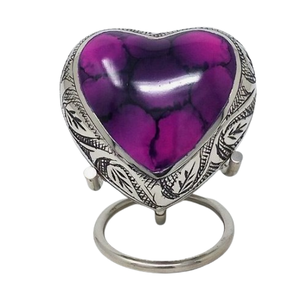 Heart Shape Metal <b>Keepsake</b> Urn for <b>Pet</b> <b>Ash</b> Enamel Finishing Engraved Design Border High Quality Urn for Funeral Use - Product Image 1