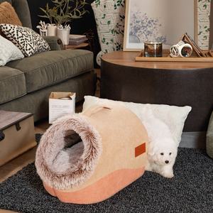 سرير حيوانات أليفة دافئ شتوي فاخر للكلاب والقطط قماش وقماش قصير بتصميم مطبوع صلب وحيواني - Product Image 4