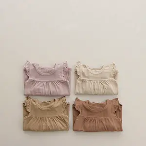 Girls Summer Pajamas Set Sleeveless Pleated Breathable Comfortable Kids Baby Homewear Sleepwears 2 Sets