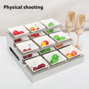 Présentoir trapézoïdal électrique en acier inoxydable pour buffet d'hôtel Présentoir pour marmite froide de légumes Assaisonnement pour salade Snack Candy - Product Image 3
