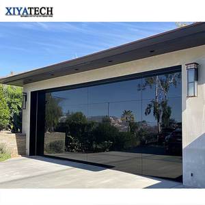 Xiyatech Tùy Chỉnh Sang Trọng Không Khung Hợp Kim Nhôm Kính Màu Đen Tự Động Điện Cắt Cửa Nhà Để Xe Hiện Đại Cho Biệt Thự Hot - Product Image 1