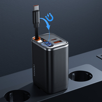Toocki pengisi daya Cepat 3 port, kabel pengisian daya Cepat Tipe c layar LED untuk Multi perangkat, efisiensi tinggi US 67W GaN