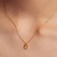 Collar con Colgante de Letras Iniciales de la A a la Z, 26 Letras, Rectangular, con Circonitas, Joyería Minimalista de Moda para Mujer, Regalo, Uso Diario