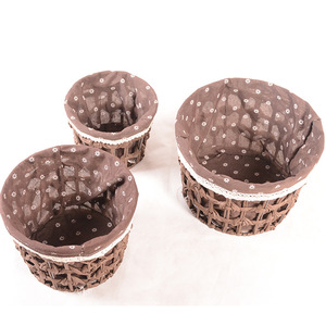 Cesta de almacenamiento tejida a mano, redonda, de algodón y lino con ribete de encaje, para organizar ropa, cocina, sala de estar - Product Image 5