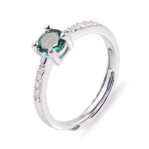 Cincin zamrud perak Sterling 925 cincin janji zirkonia kubik potongan bulat cincin pernikahan tunangan keabadian klasik CZ untuk wanita - Product Image 4