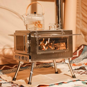 Estufa Portátil de Leña para Carpa, de Acero, con Chimenea Plegable, Impermeable, Independiente, para Acampar, Cocinar y Hacer Picnic al Aire Libre - Product Image 1