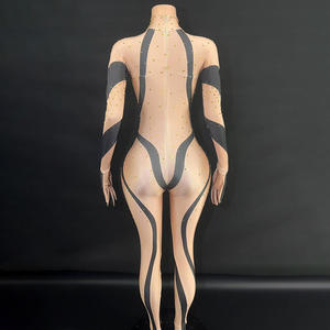 Nuevo disfraz <span class=keywords><strong>de</strong></span> cantante, Festival <span class=keywords><strong>de</strong></span> música, ropa <span class=keywords><strong>de</strong></span> fiesta, Bar, club nocturno, banda, discoteca, baile, modelo, pasarela, mono <span class=keywords><strong>de</strong></span> malla con diamantes <span class=keywords><strong>de</strong></span> imitación - Product Image 3