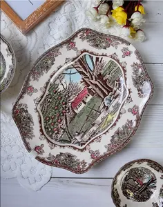 Prato de porcelana criativo europeu, prato para jantar doméstico, de cerâmica, para saladas, placas e canecas