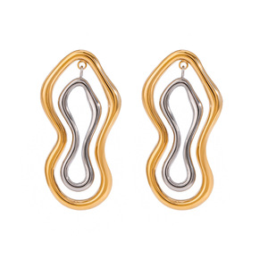 Pendientes geométricos de oro y acero inoxidable para mujer, uso diario - Product Image 4
