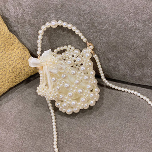 Tas Selempang Mini Silinder PVC Mutiara Musim Panas Baru untuk Anak Perempuan, Buatan Tangan, Berhias Manik-Manik, Penutup Tali Serut, Gaya Ultra-Fairy - Product Image 4