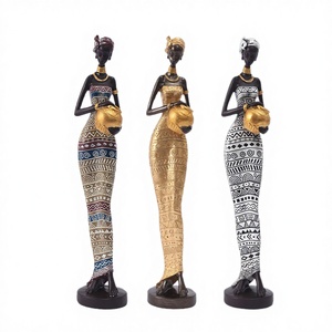 Escultura de Personaje de Película Televisada Pintada a Mano, Estilo Retro Africano Ecológico, Artesanía de Resina Negra para Sala de Estar - Product Image 3