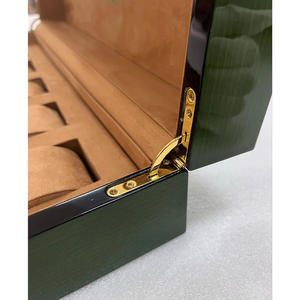 High-quality Square Wood Green Watch <b>Display</b> <b>Case</b> with 5 Slots Leather Lining Shock Resistant Brand Series - Product Image 2