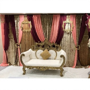 Sofá de Boda de Madera de Teca Tallada, Estilo Gran Maharaja, Sofá de Dos Plazas para Bodas Asiáticas y Musulmanas, Love Seat, EE. UU. - Product Image 1