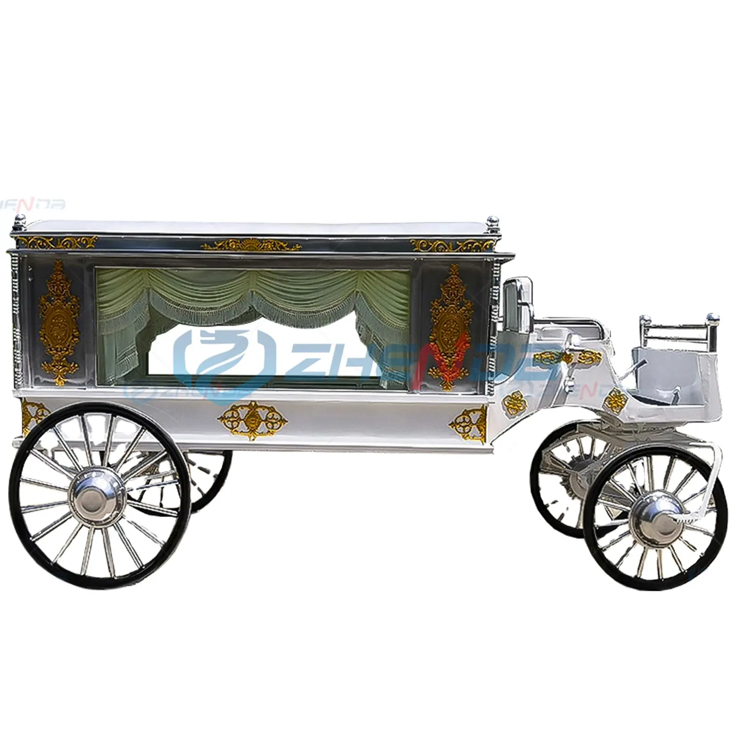 低価格カスタムハース棺キャリア/ホワイトヴィンテージハースカー/電気馬描画棺バギー