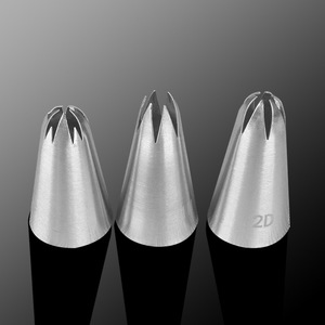 Cross-border exclusive 304 stainless steel medium-sized piping nozzle 3-piece <b>set</b> (1M2D2F) for cookie <b>baking</b> and cake - Product Image 2