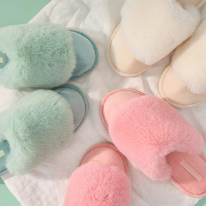 Pantuflas de Casa Ultra Suaves <span class=keywords><strong>para</strong></span> Mujer con Cuello de Piel de Conejo, Espuma Viscoelástica, Cómodas y Lujosas - Product Image 1