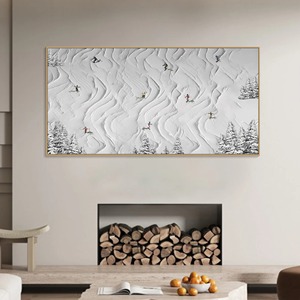 Cuadro Decorativo de Pared con Diseño de Esquí, Arte Abstracto en 3D con Textura, Pintura al Óleo Hecha a Mano, Decoración para Sala de Estar, Montaña Nevada sobre Lienzo - Product Image 6