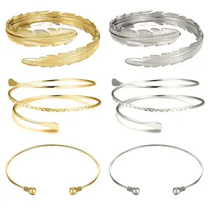 Arm Cuff Upper Arm Band Cuff Bracelet Bangle for Women Silver Gold Adjustable Armband