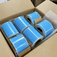 Rouleau d'étiquettes autocollantes bleues vierges, étiquettes personnalisées en transfert thermique couleur pour la marquage des stocks d'entrepôt