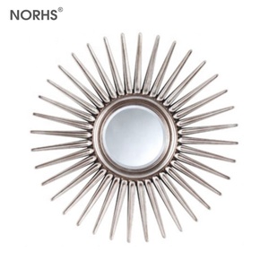 Factory wholesale price decor silver glass sun shape frame round wall mirror - Product Image 1