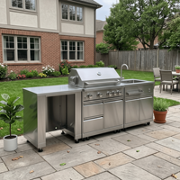 Cuisine extérieure haut de gamme en acier inoxydable 304, résistante aux chocs, couleurs fraîches, pour cour, armoire modulaire, cuisine extérieure