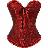 Corset Jacquard Sexy pour Femme Grande Taille, Motif Floral Vintage avec Boucle, Serre-taille Overbust