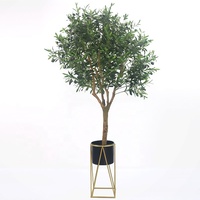 Arbre d'olivier artificiel UV de 1,20 m de haut, tronc en bois, arbre d'olivier d'extérieur avec pot en plastique